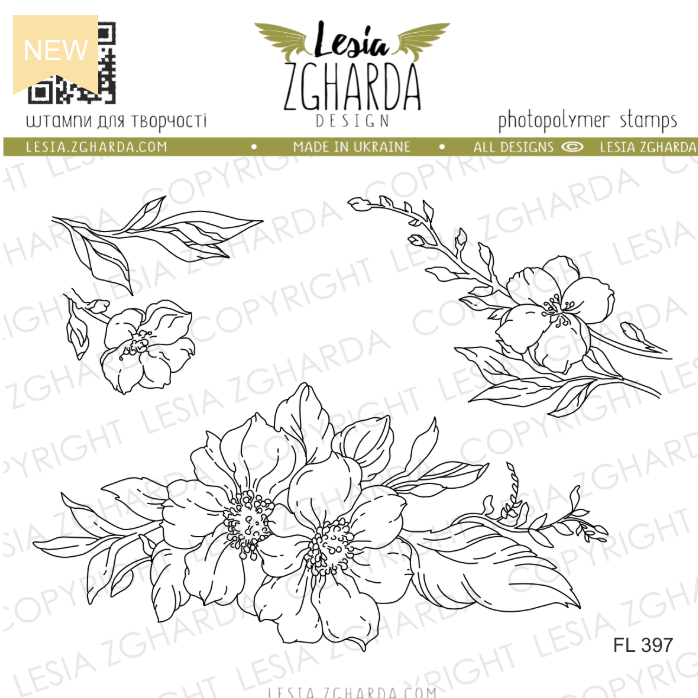Lesia Zgharda Flowers Clear Stamp Set fl397