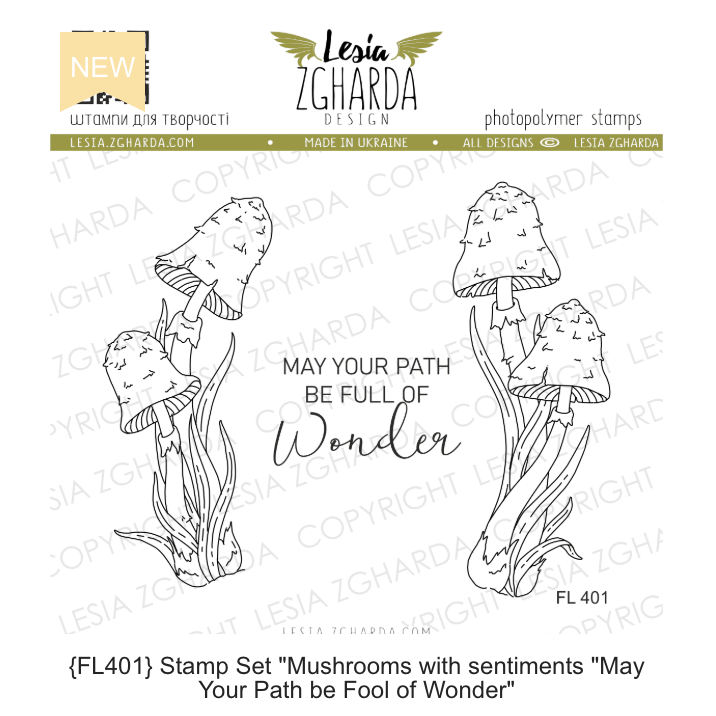 Lesia Zgharda Mushrooms Clear Stamp Set fl401
