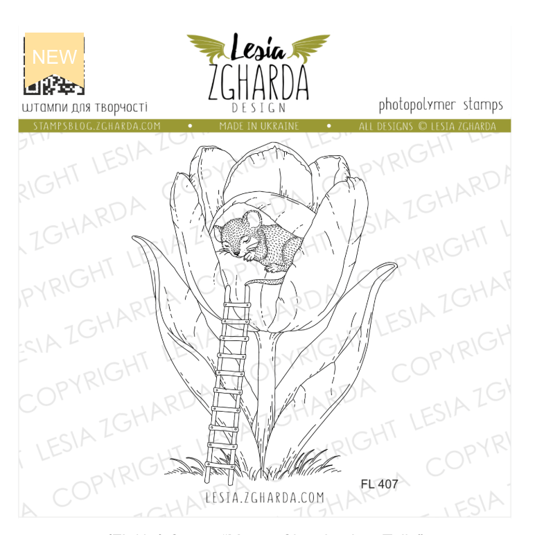 Lesia Zgharda Sleeping Mouse Tuplis Clear Stamp Set fl407