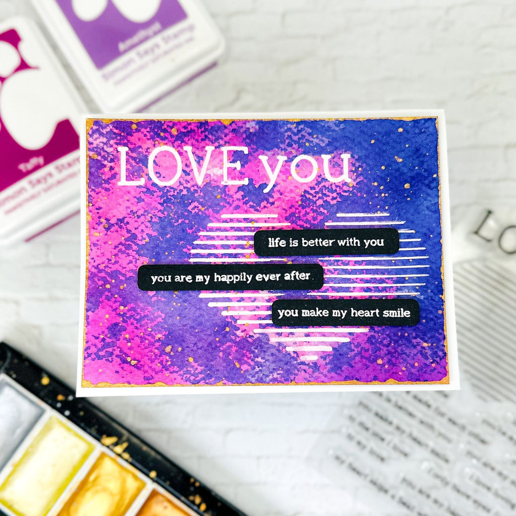 Simon Says Stamps and Dies Lined Heart set919lh To Be Loved Love Card