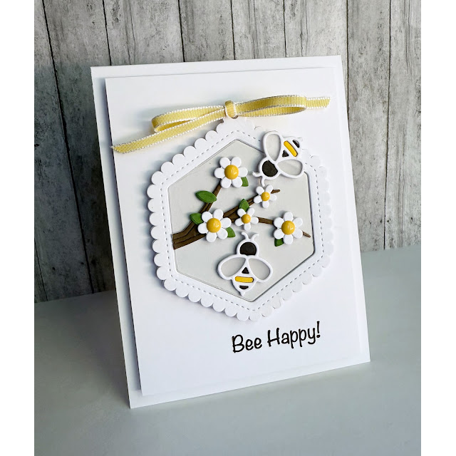 Simon Says Stamp Honeycomb Tag Wafer Dies 8016sd Bee Happy Card | color-code:ALT06
