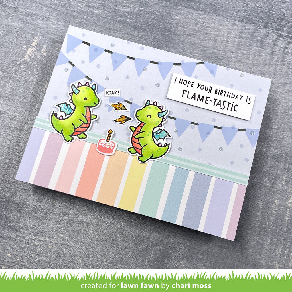 Lawn Fawn Little Dragon Flip-Flop Clear Stamps and Dies Set Flame-tasticLawn Fawn Little Dragon Flip-Flop Clear Stamps lf3427