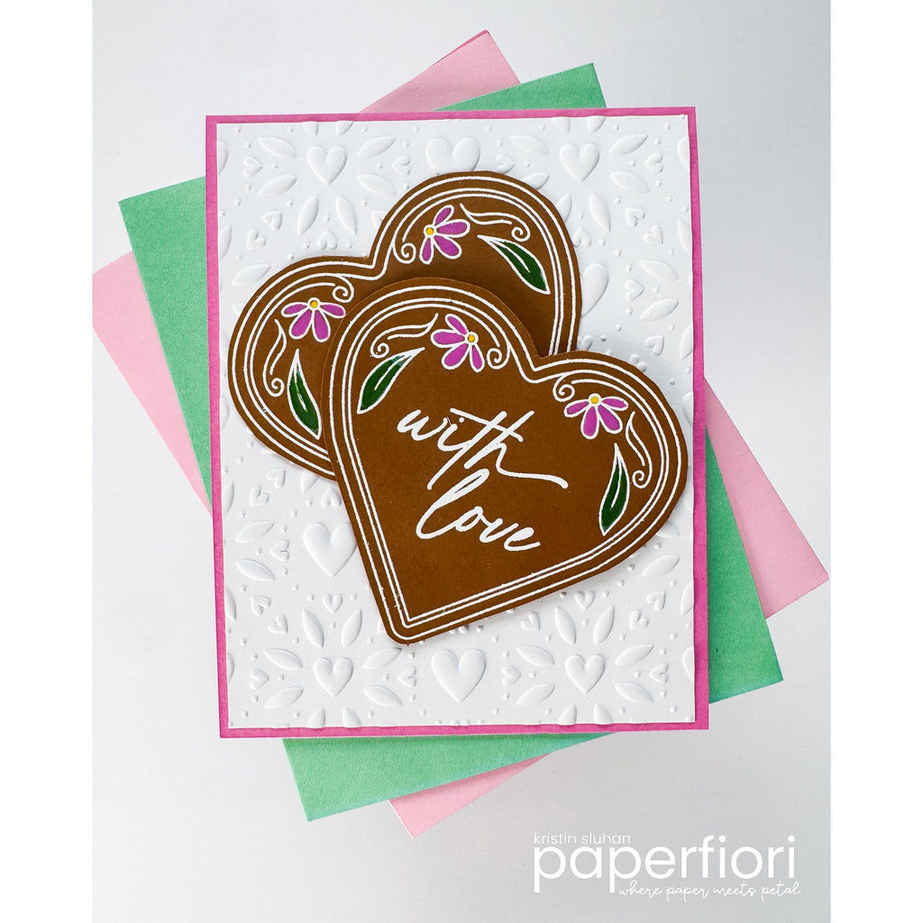 Simon Says Stamp Set of 2 Stencils Locket of Love 1114stc Heart to Heart