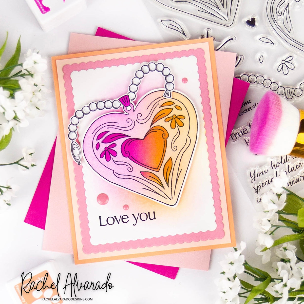 Simon Says Stamp Set of 2 Stencils Locket of Love 1114stc Heart to Heart