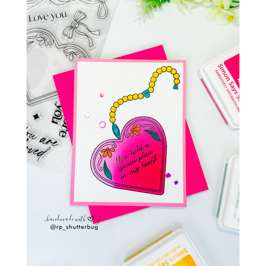 Simon Says Stamp Set of 2 Stencils Locket of Love 1114stc Heart to Heart