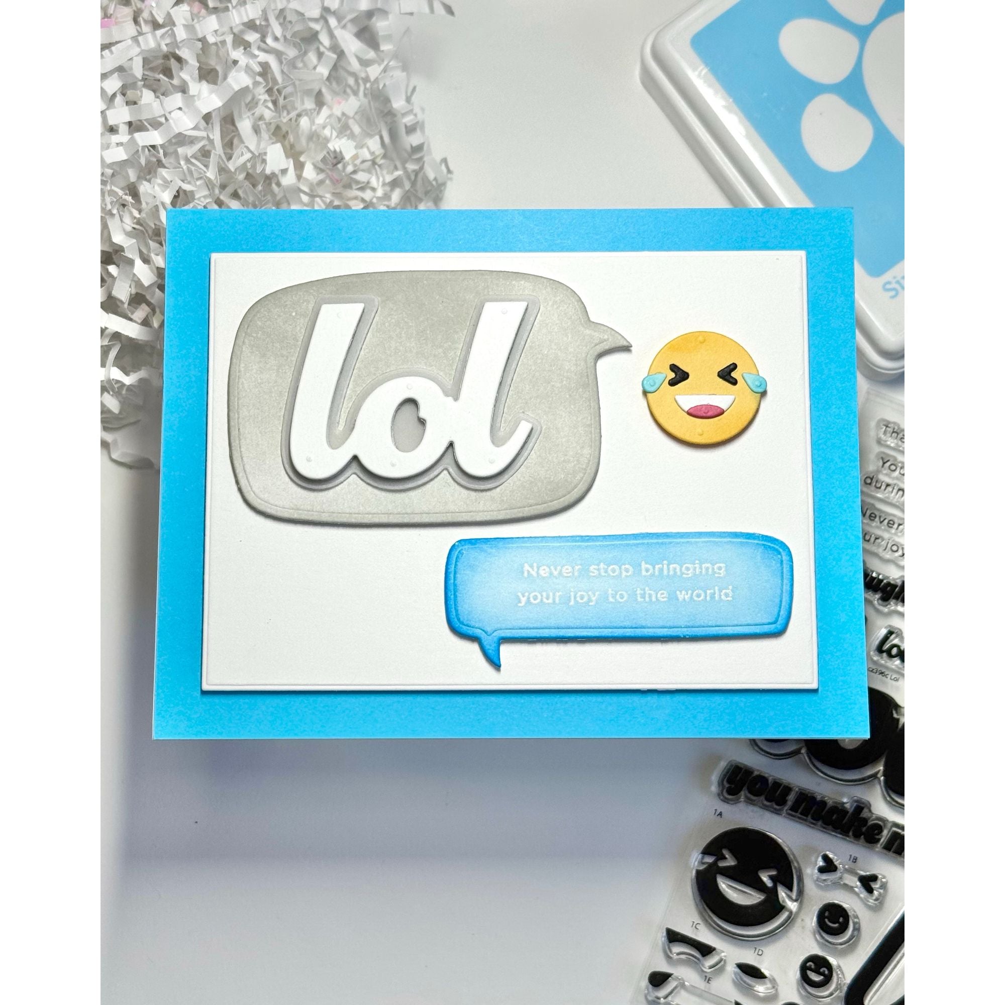 CZ Design Stamps and Dies LOL + Emoji Bundle set1034lot Happy Camper LOL Card