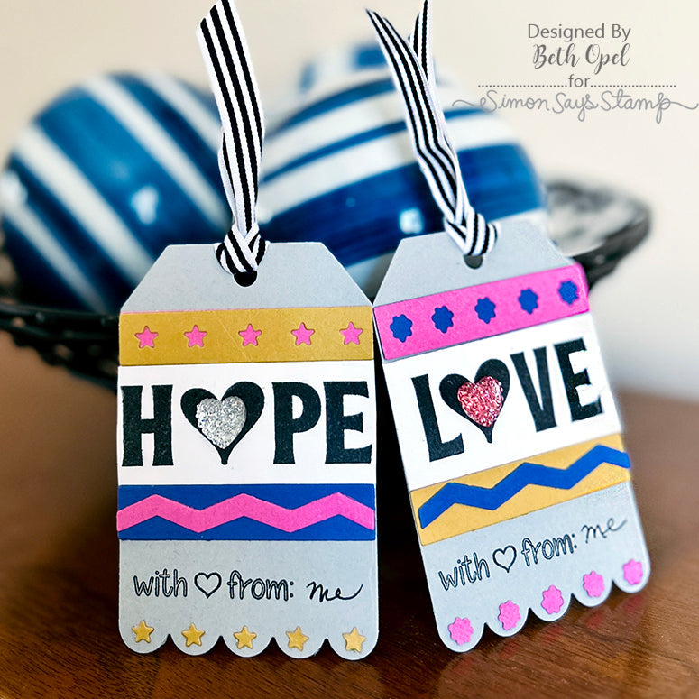 Simon Says Clear Stamps Love Ribbon sss302807c Sweetheart Hope and Love Tags