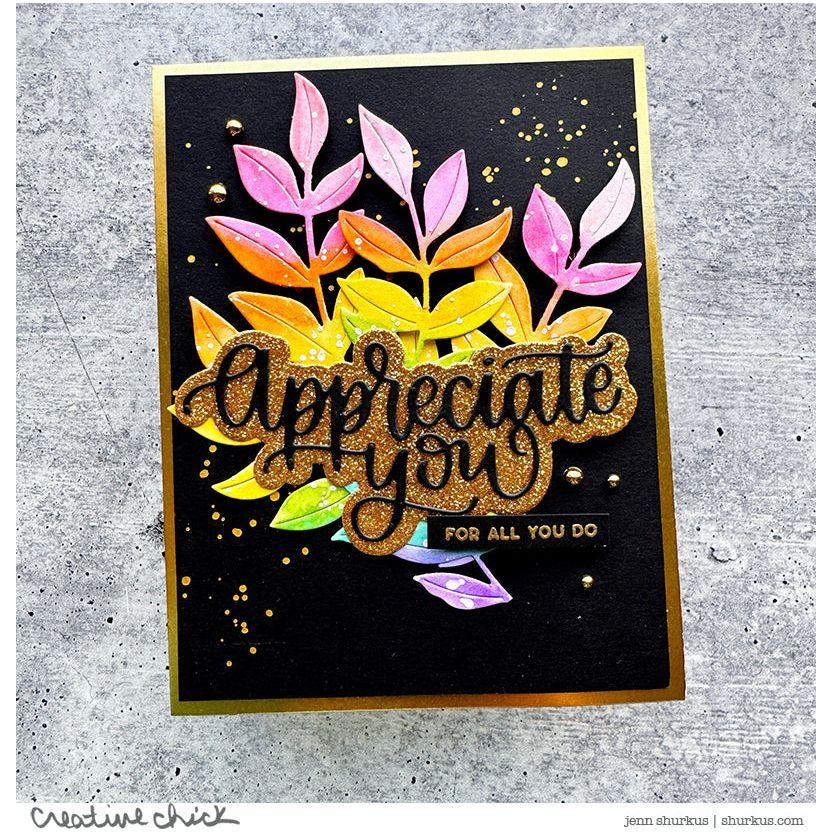 Simon Says Stamp Lush Leaves Wafer Dies s888 Be Bold Thank You Card