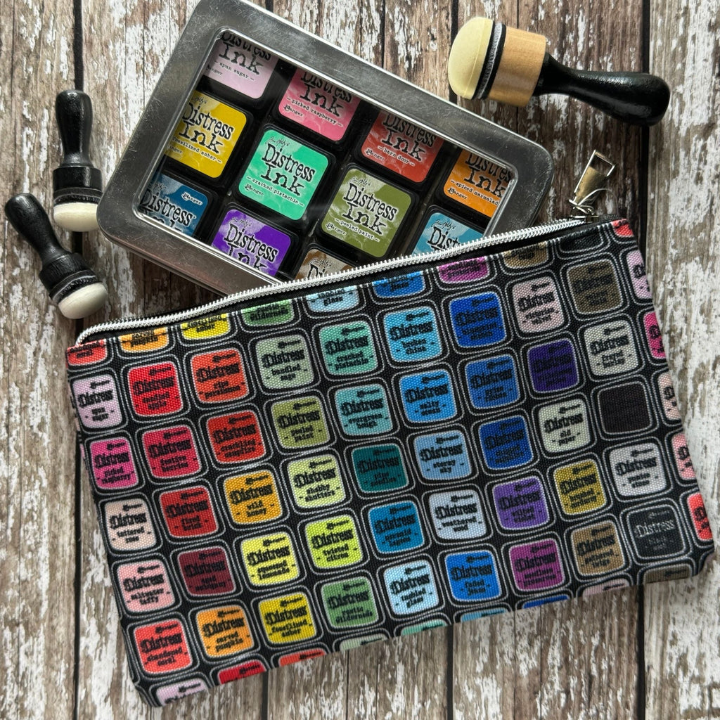 Tim Holtz Medium 6 x 10 Distress Zipper Bag And 6 Blending Tools Bundle Staged Tim Photo