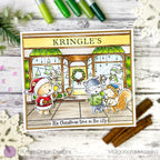 Purple Onion Designs Nick Cling Stamp pod1351 Christmas Store City Scene Card