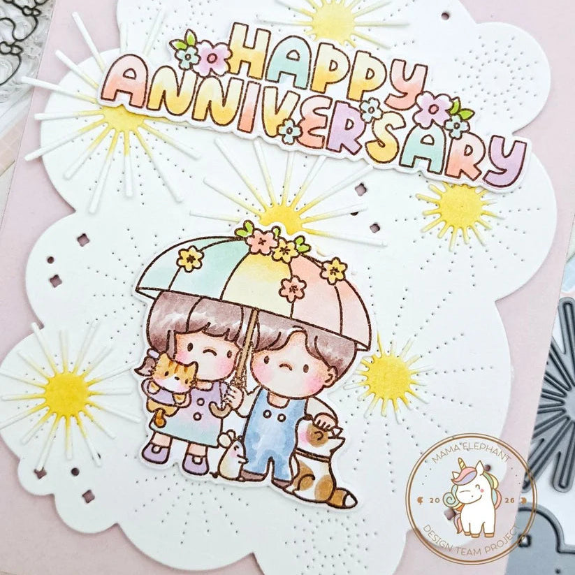 Mama Elephant Anniversary Celebration Clear Stamps flowers