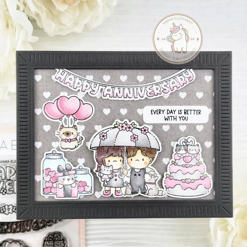 Mama Elephant Anniversary Celebration Clear Stamps hearts