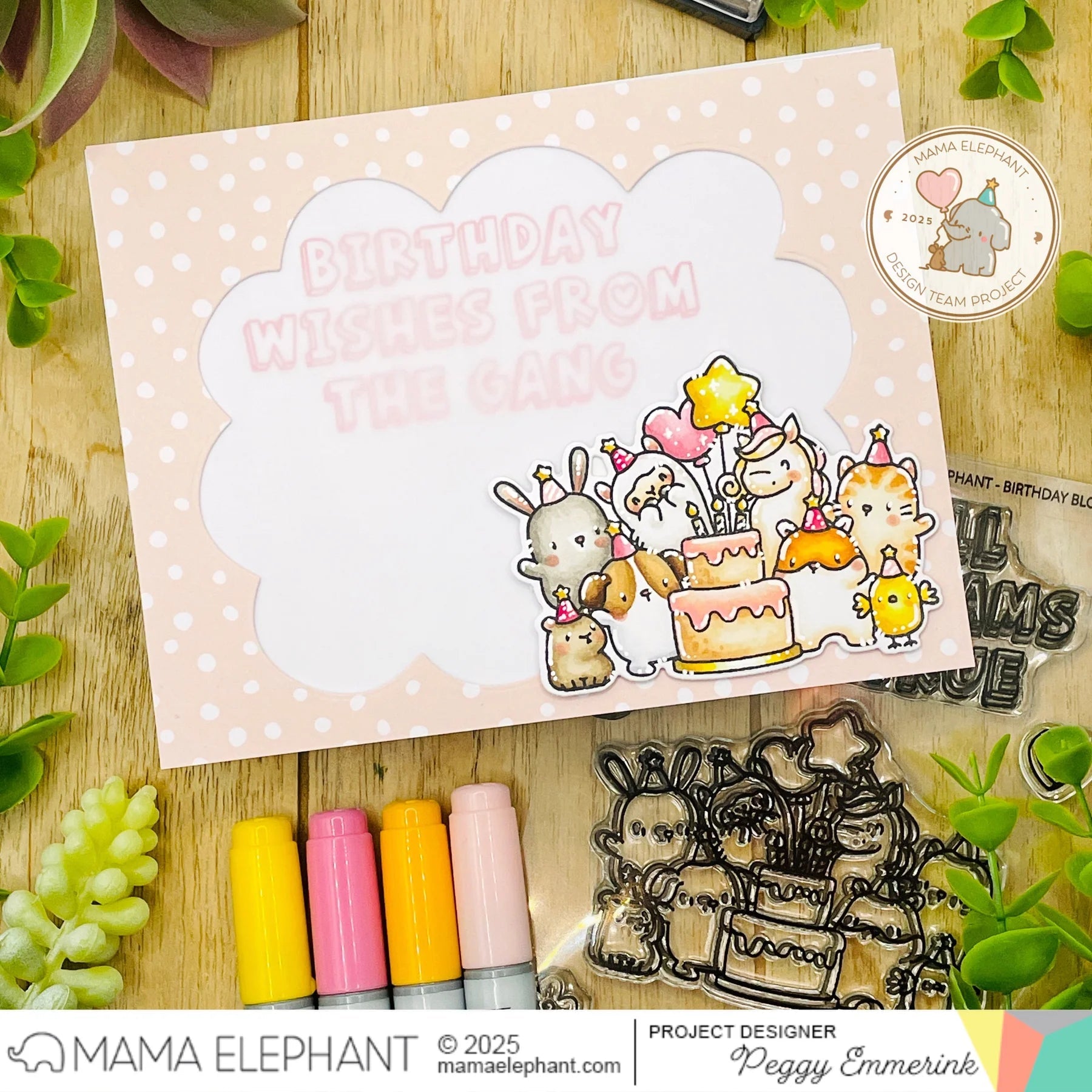 Mama Elephant Birthday Block Clear Stamps cake