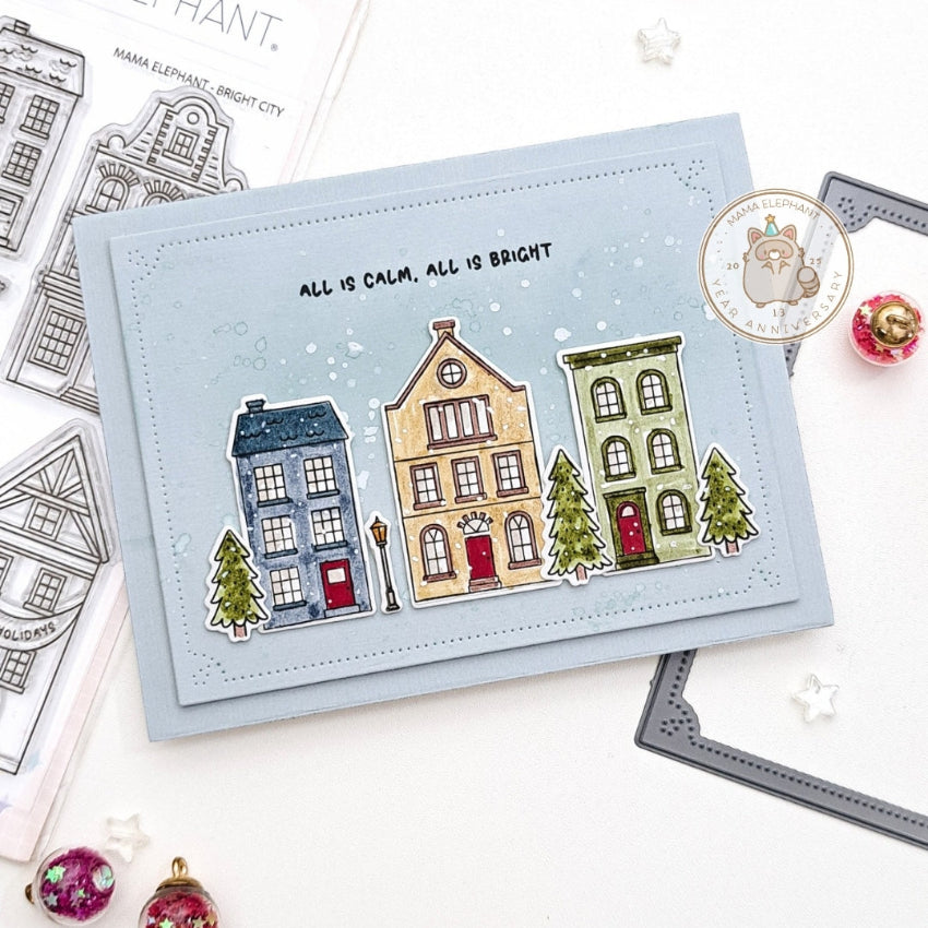 Mama Elephant Bright City Clear Stamps snowing