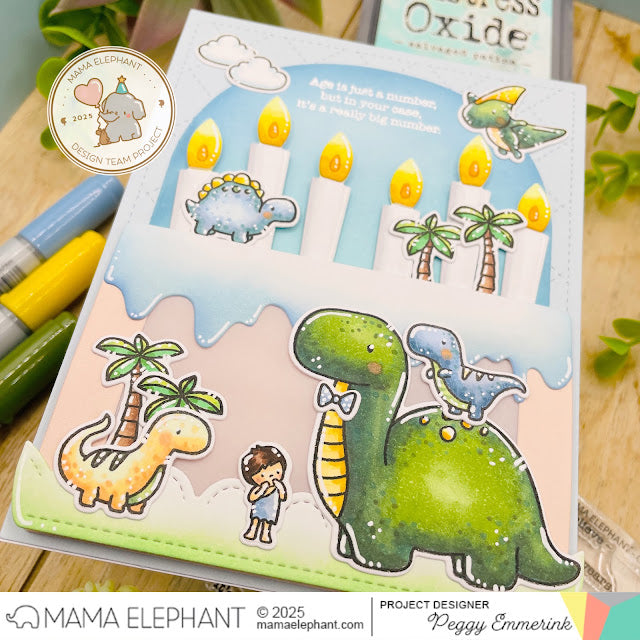Mama Elephant Cake Gift Card Holder Creative Cuts Steel Dies dinosaur
