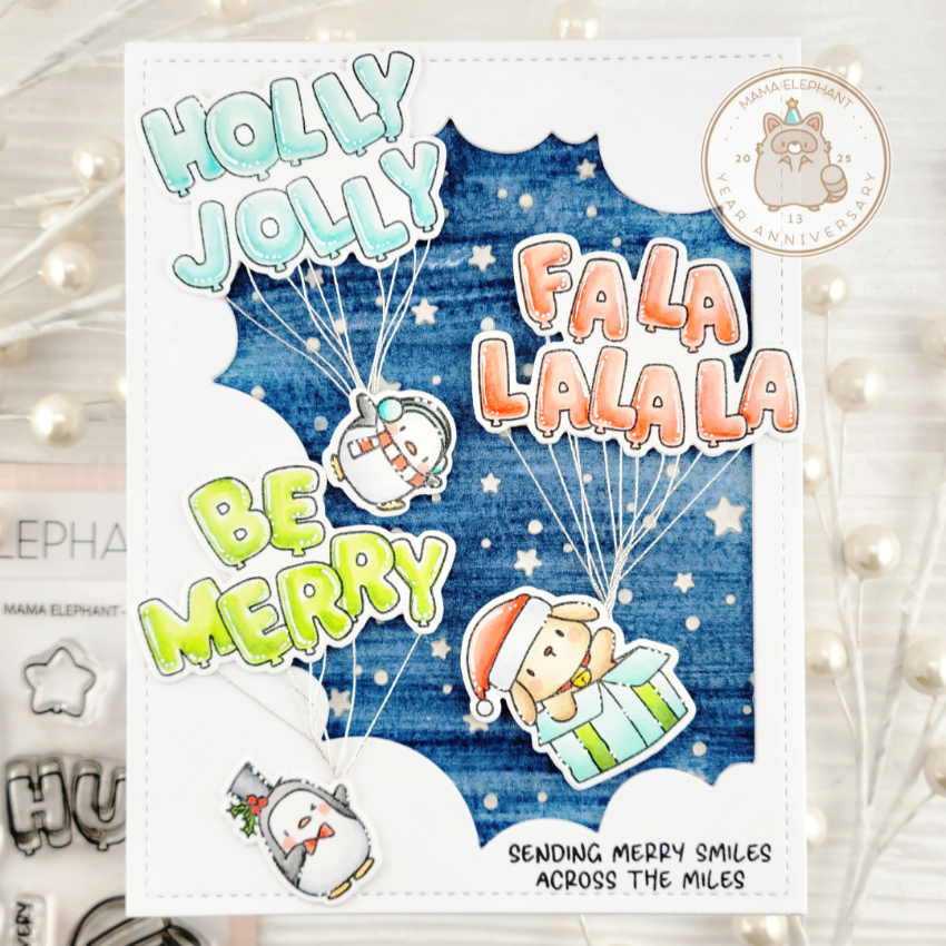 Mama Elephant Jolly Balloons Clear Stamps flying