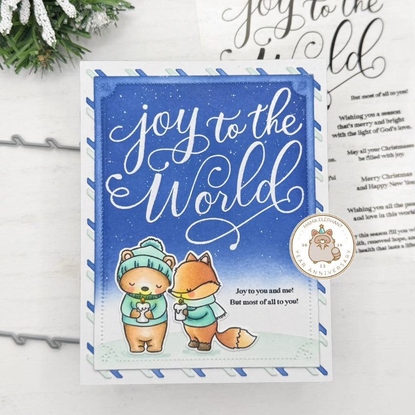 Mama Elephant Joy To The World Clear Stamp and Die Set fox