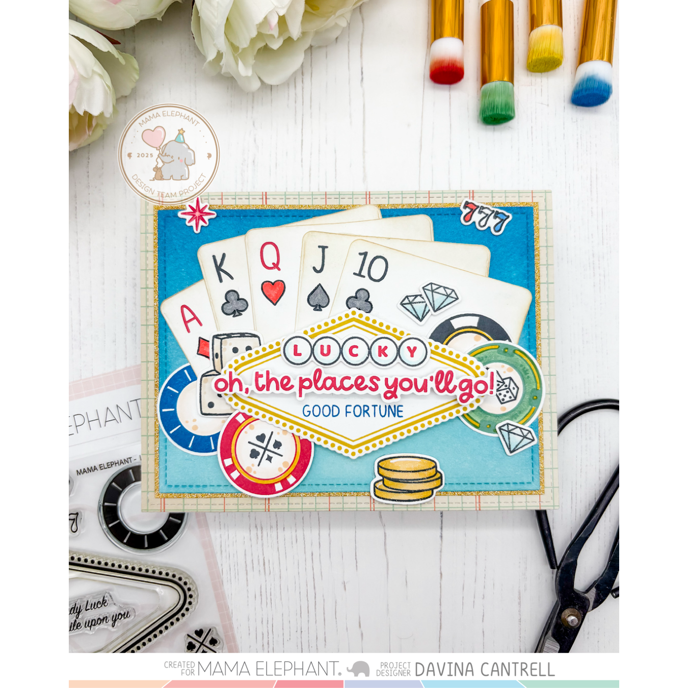 Mama Elephant Lady Luck Clear Stamp and Die Set let's play