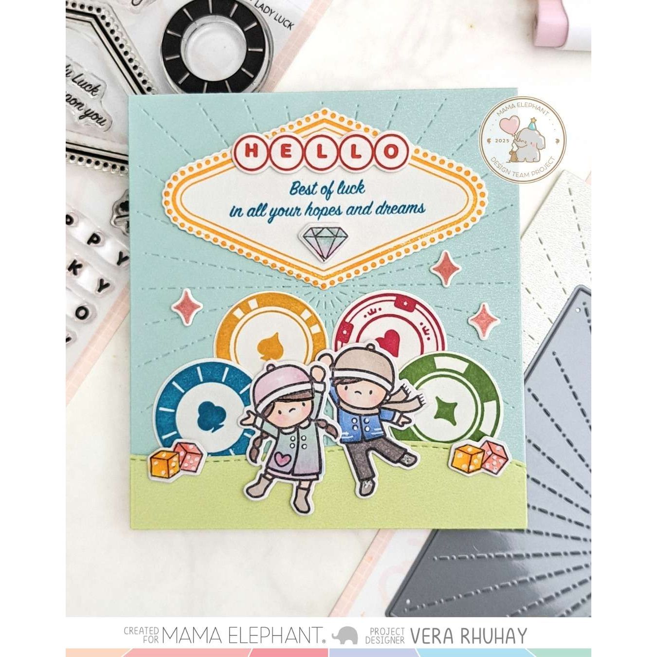 Mama Elephant Lady Luck Clear Stamps hello