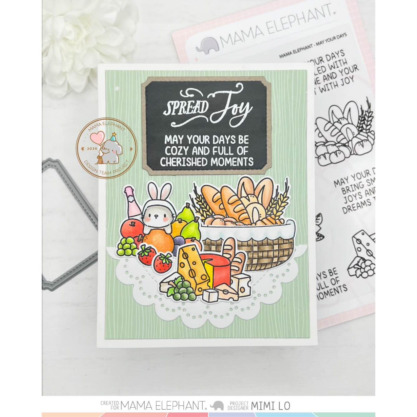 Mama Elephant May Your Days Clear Stamp and Die Set spread joy