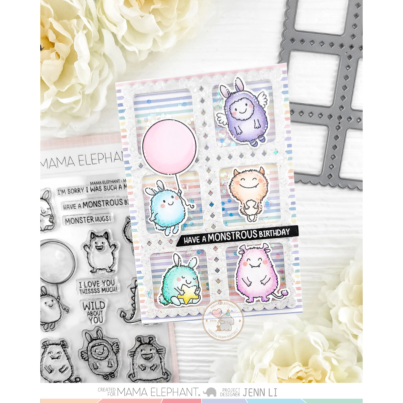 Mama Elephant Monster Hugs Clear Stamps balloon