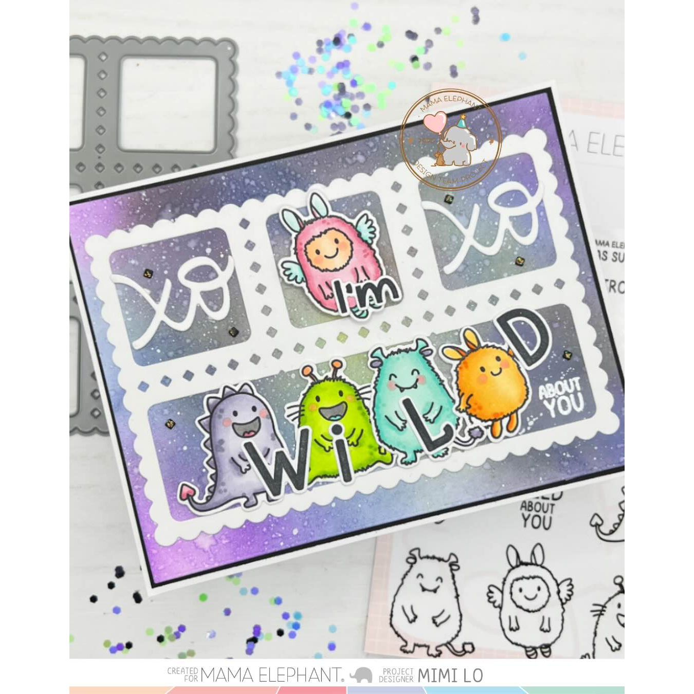 Mama Elephant Monster Hugs Clear Stamps wild