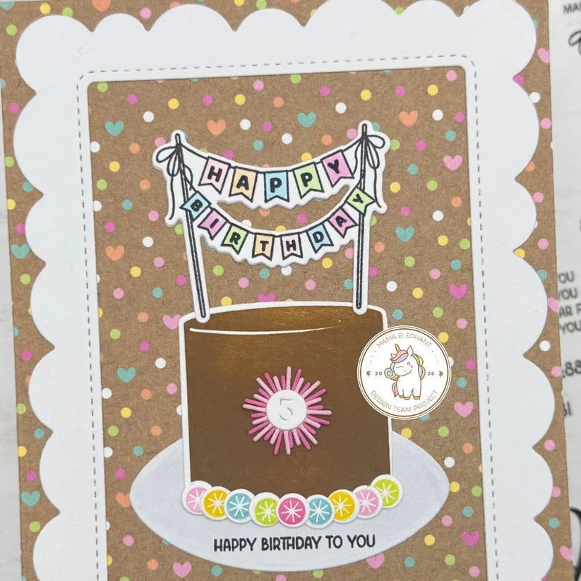 Mama Elephant Swashy Birthday Clear Stamps polka dots