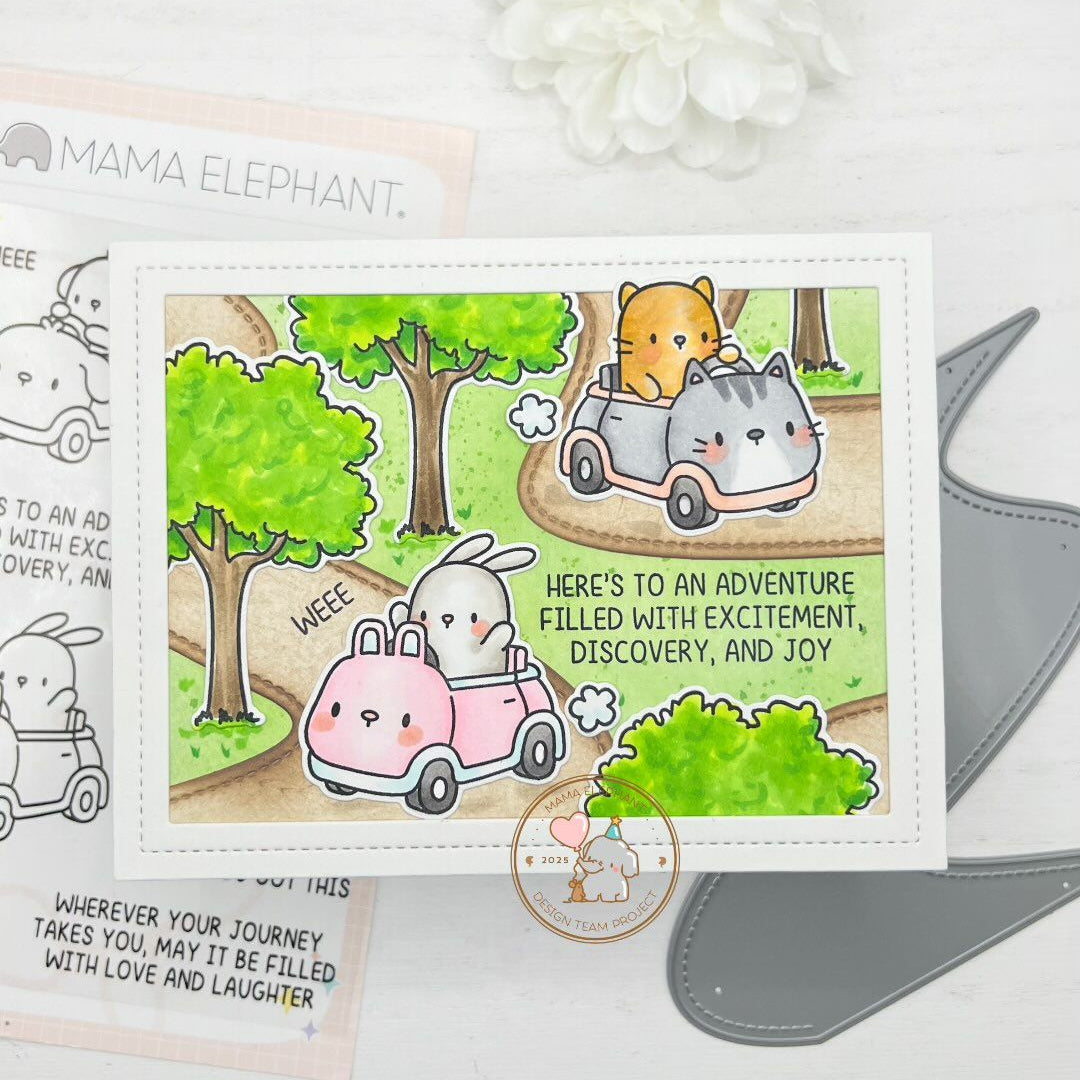 Mama Elephant We Ride Clear Stamps cars