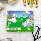 Mama Elephant We Ride Clear Stamps flowers