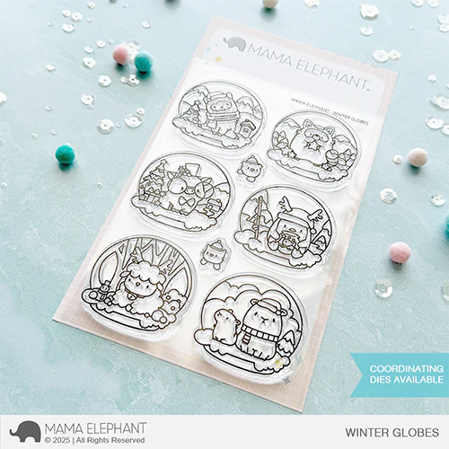 Mama Elephant Winter Globes Clear Stamps