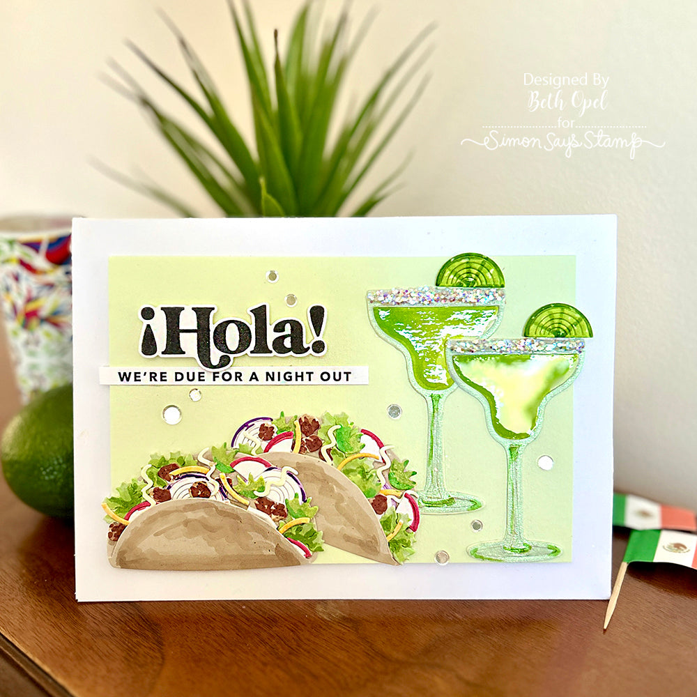 Simon Says Stamp Margarita Glass Wafer Dies 1079sd Celebrate Friend Card