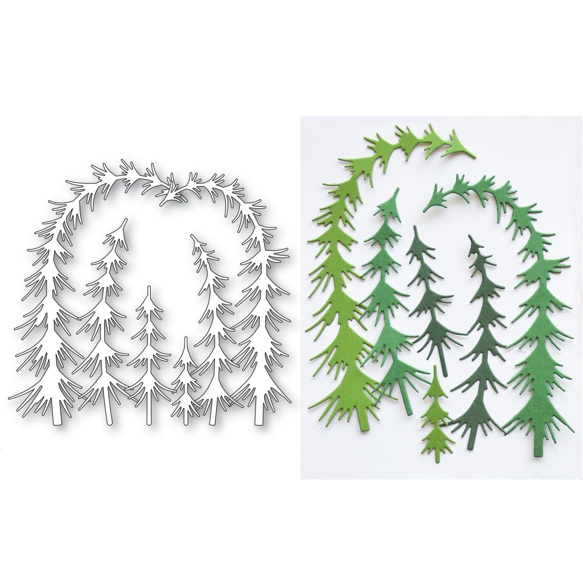 Memory Box Gathered Evergreens Dies 94975 line work