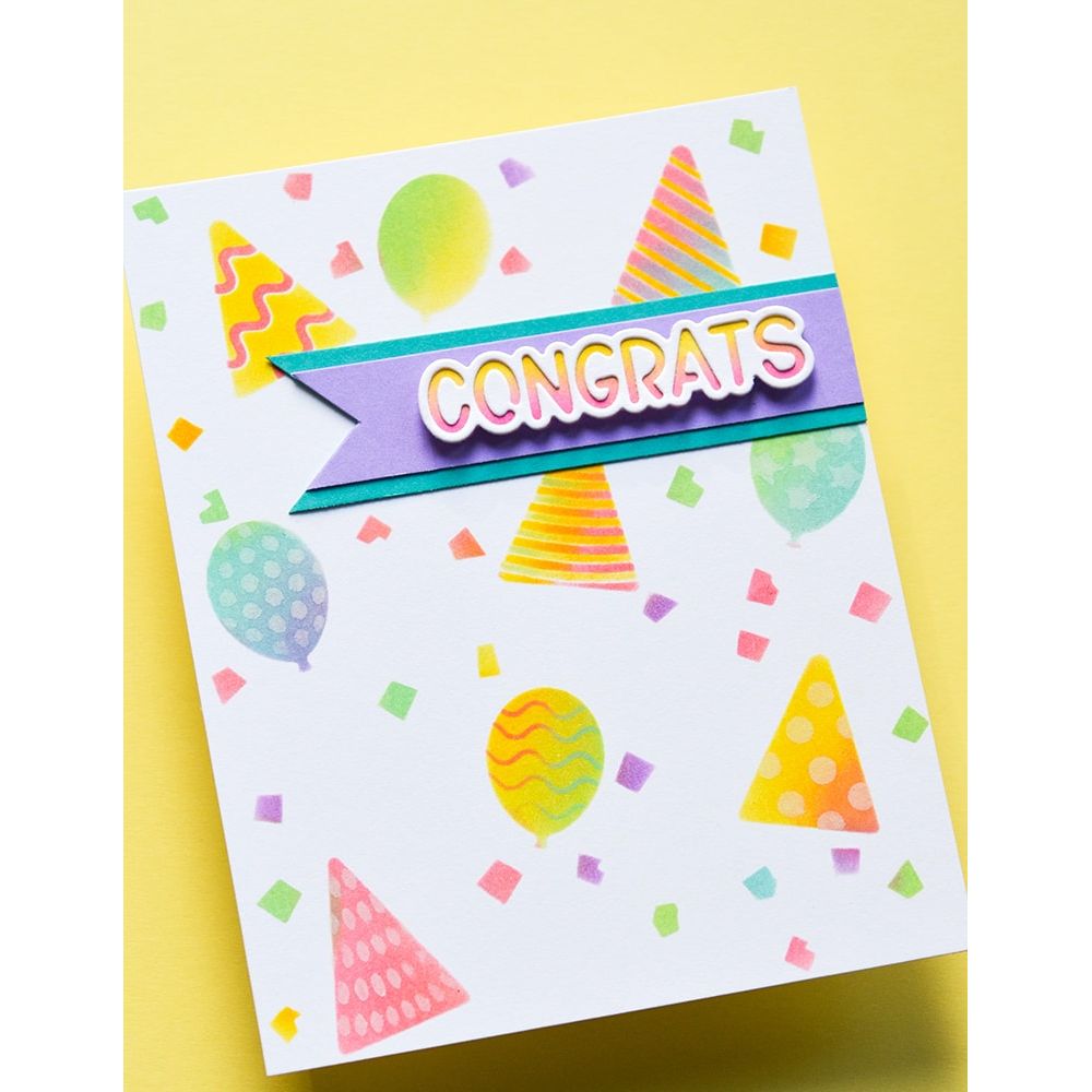 Memory Box Party Time Stencil Set 88633 congrats