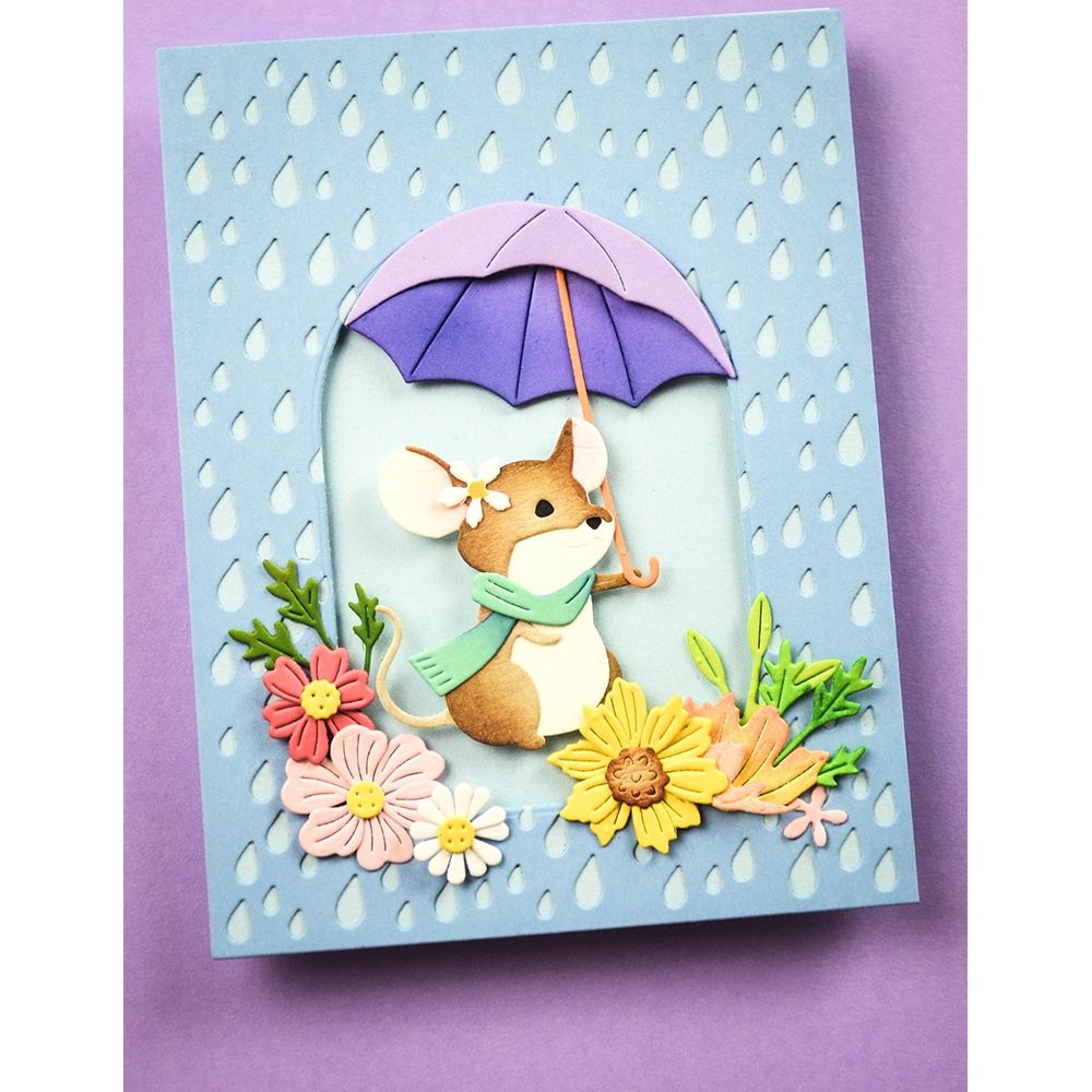 Memory Box Woven Flower Basket Dies 94941 mouse in the rain