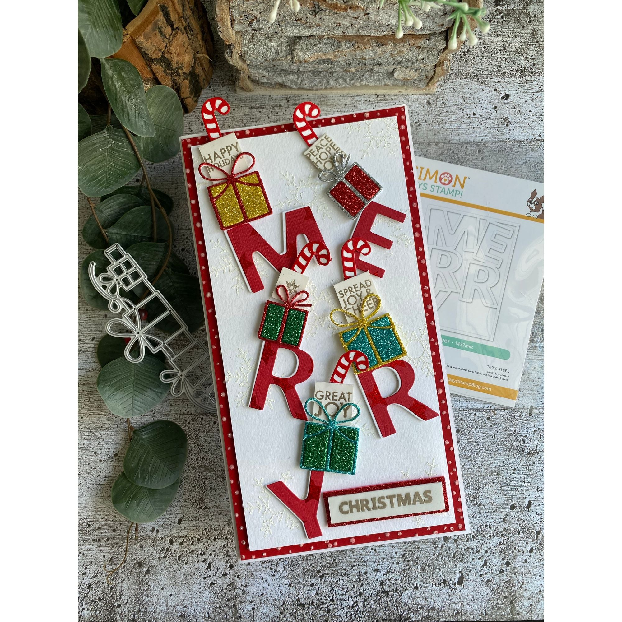 Simon Says Stamp Merry Cover Die Plate 1437mdc And Everything Nice Christmas Card