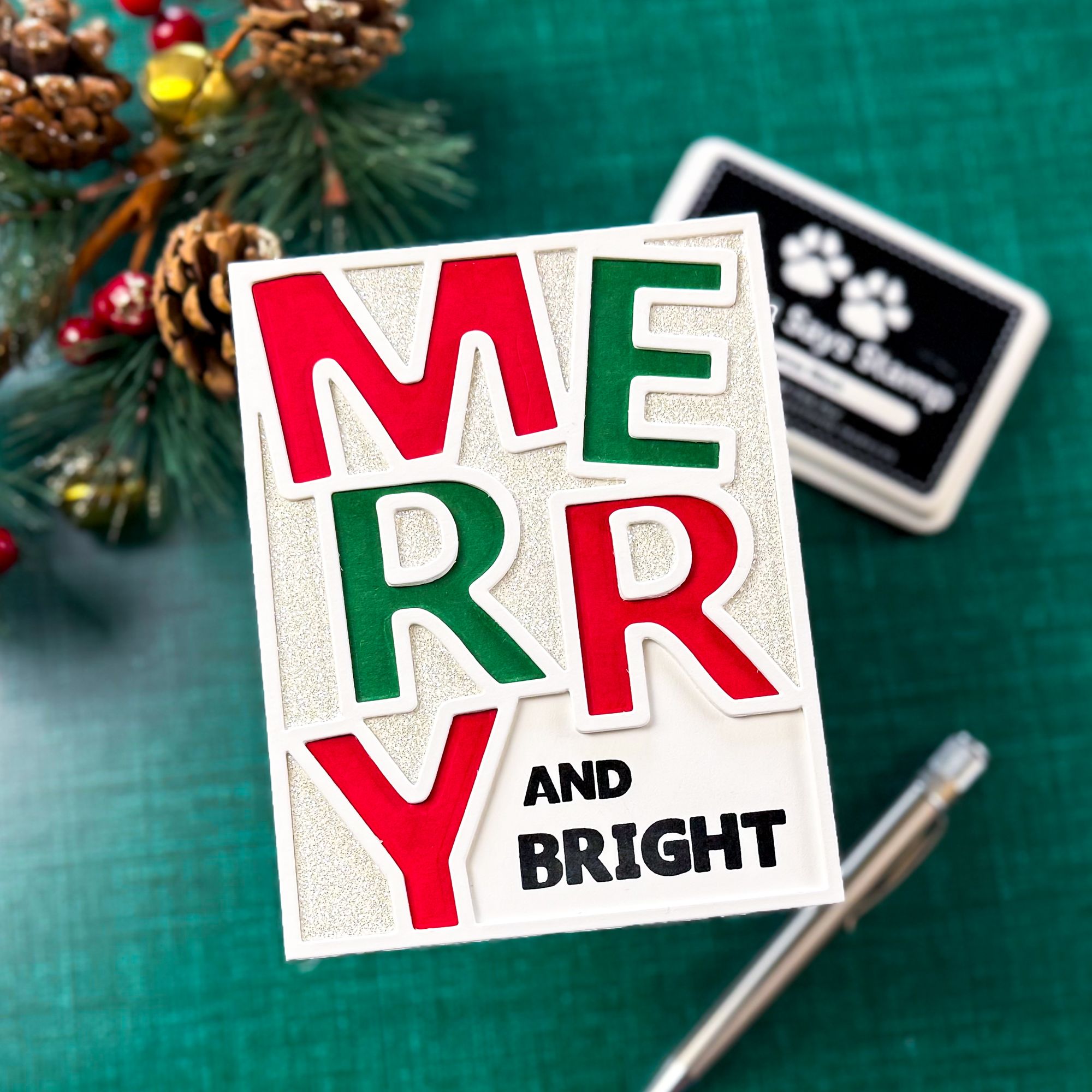 Simon Says Stamps and Dies Merry Cover set1096mc And Everything Nice Christmas Card