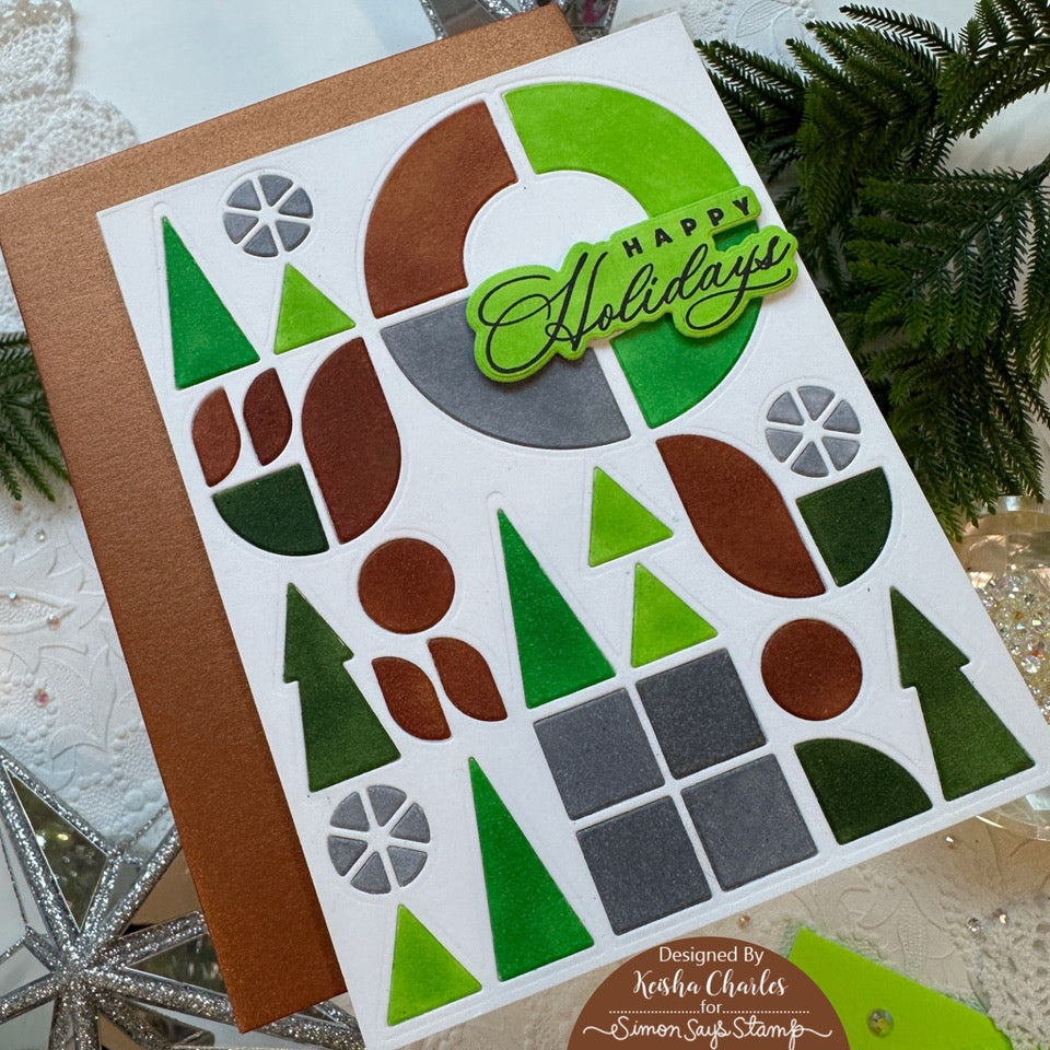Simon Says Stamp Mid Century Holiday Plate Wafer Dies s866 All The Joy Christmas Card