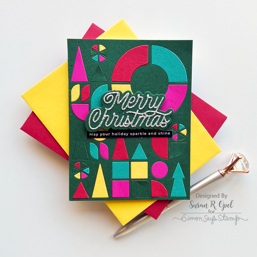 Simon Says Stamp Mid Century Holiday Plate Wafer Dies s866 All The Joy Christmas Card