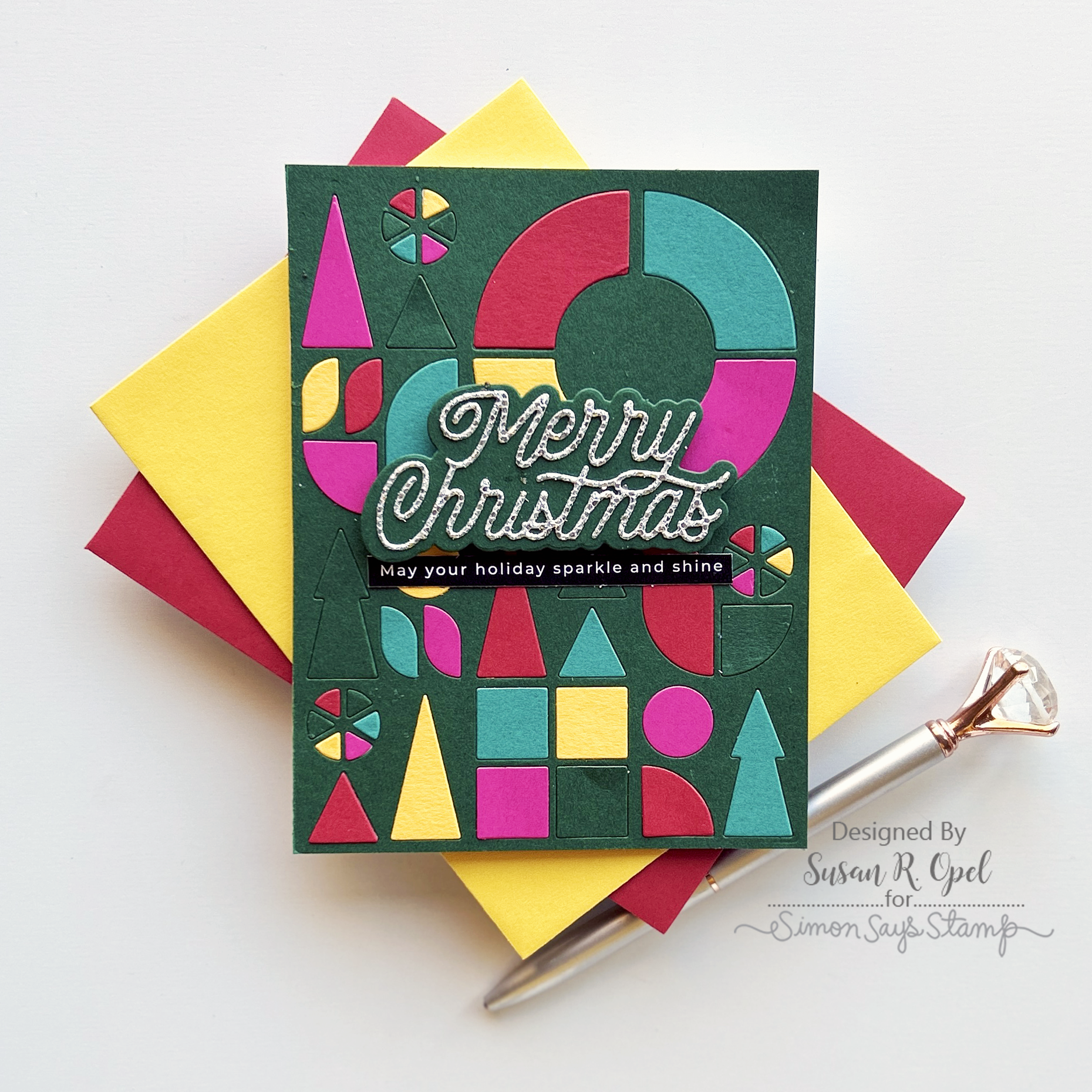Simon Says Stamp Mid Century Holiday Plate Wafer Dies s866 All The Joy Christmas Card