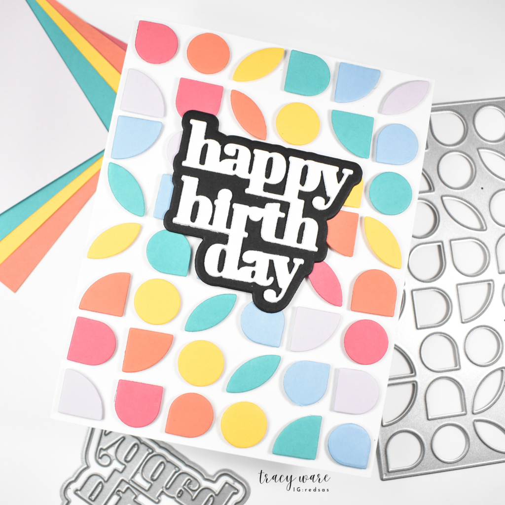 Simon Says Stamp Mid Century Elemental Plate Wafer Die s1058 Birthday Card