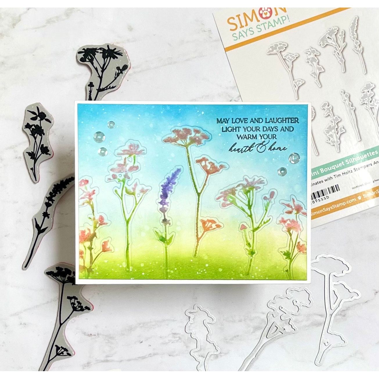 Simon Says Stamp Mini Bouquet Silhouettes Wafer Dies 269sssb Thinking of You Card | color-code:ALT06