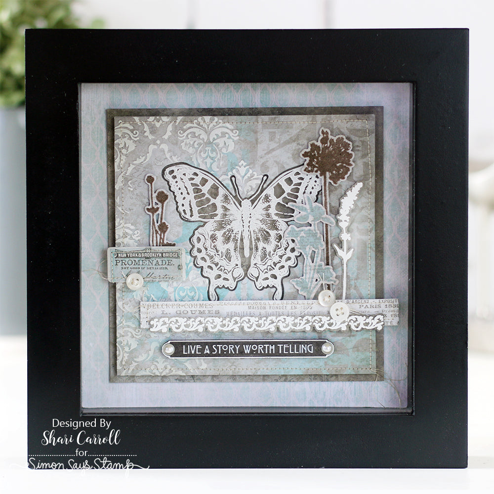 Tim Holtz Mini Bouquet Stamps with Simon Says Stamp Dies Bundle setmb25 Decorative Shadowbox