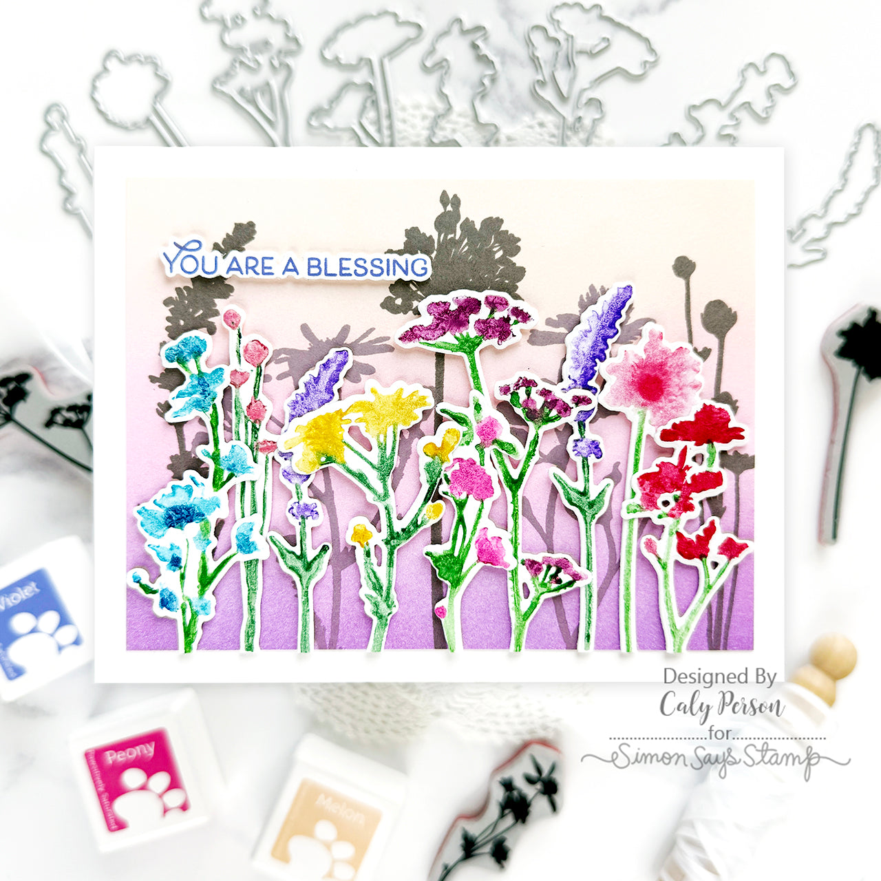 Simon Says Stamp Mini Bouquet Silhouettes Wafer Dies 269sssb You are Blessing Card 3