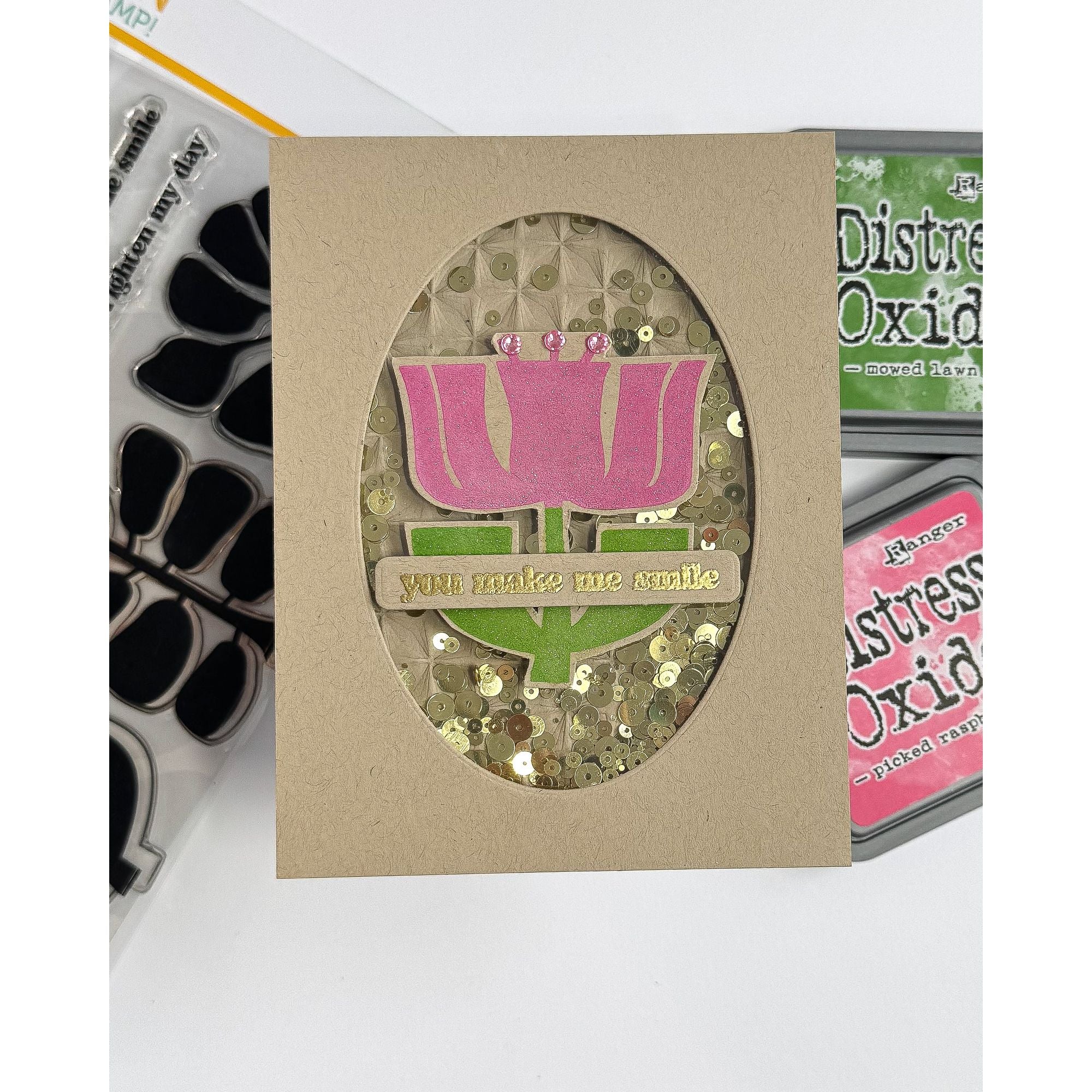Simon Says Stamp Mod Plants Wafer Dies 1218mdc Rain or Shine Make Me Smile Card