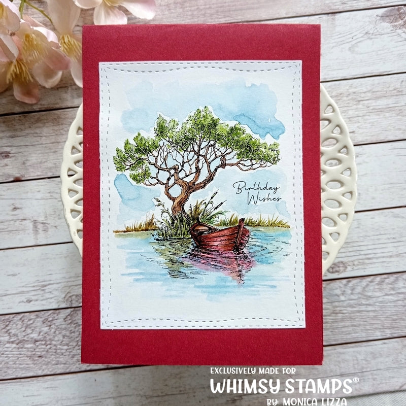 Whimsy Stamps Tranquil Wishes Rubber Stamp ddb0066a birthday wishes