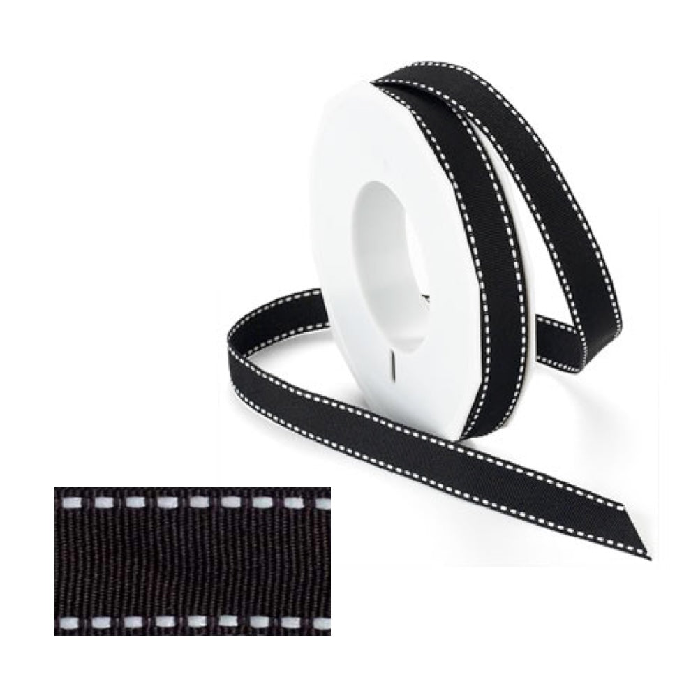 Morex Ribbon 5/8 Inch Black Grosgrain Stitch 5 Yards