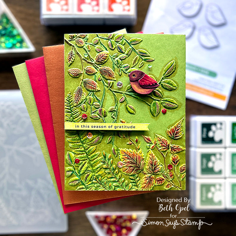 Simon Says Stamp Embossing Folder Mountainside Leaves sf313 Season Of Wonder Thanksgiving Card