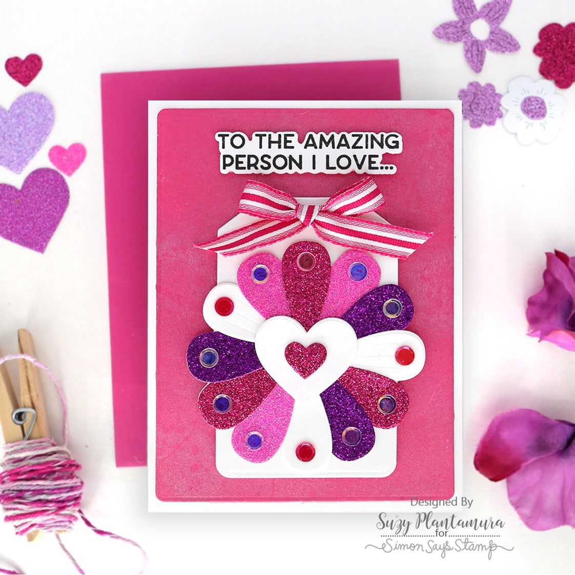 Simon Says Stamp My Love Greetings Wafer Dies sssd112993c Smitten Love Card