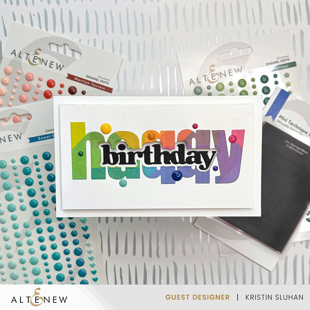 Altenew Frosted Foliage Enamel Dots alt8842 happy birthday