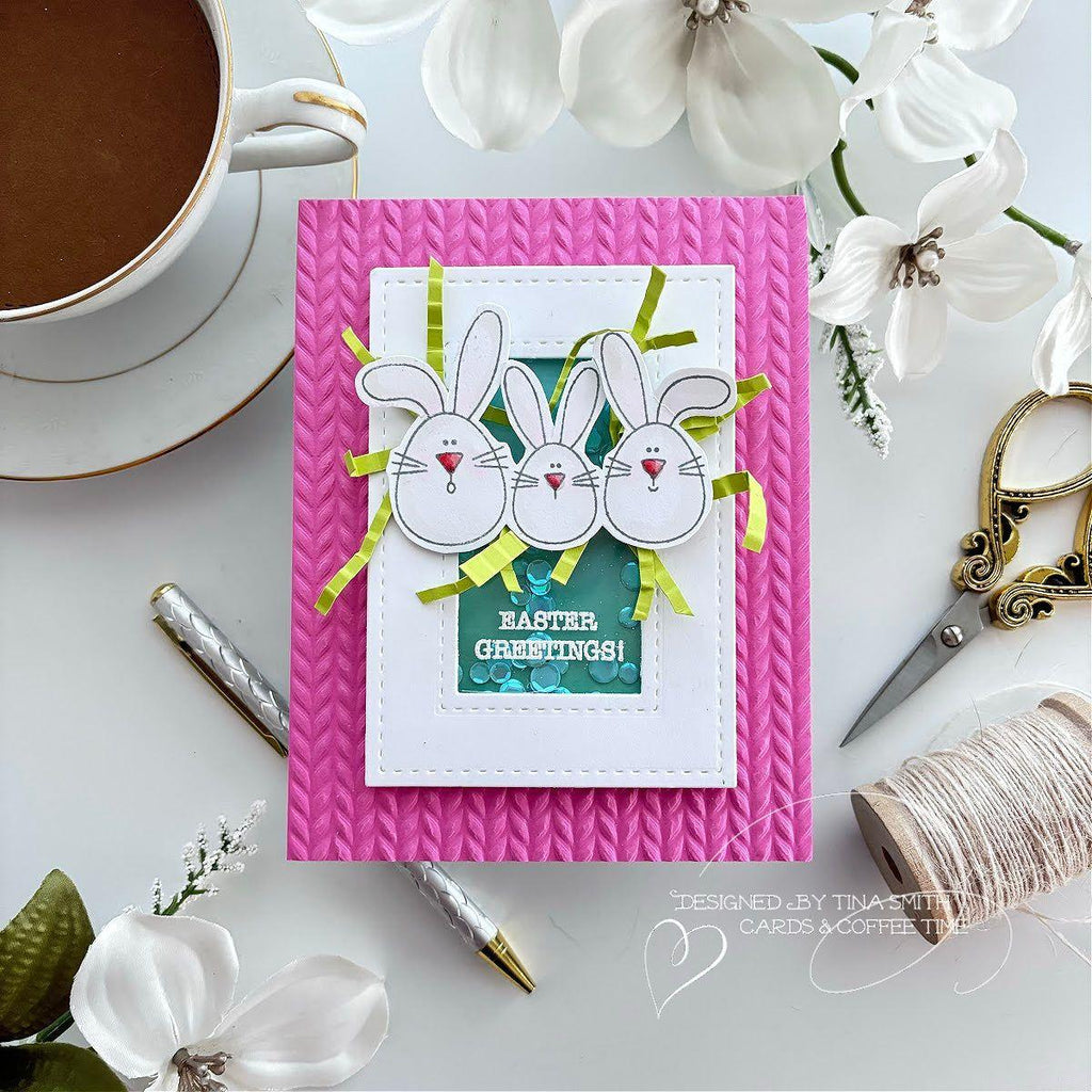 Simon Says Embossing Folder Neatly Knitted sf364 Splendor Easter Card | color-code:ALT01